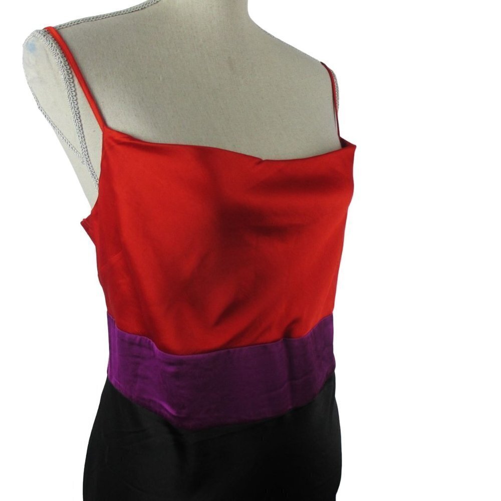 Express Satin Slip Dress Color Block Tier Midi Size XS  Holiday Party NWT $98 - Picture 8 of 10
